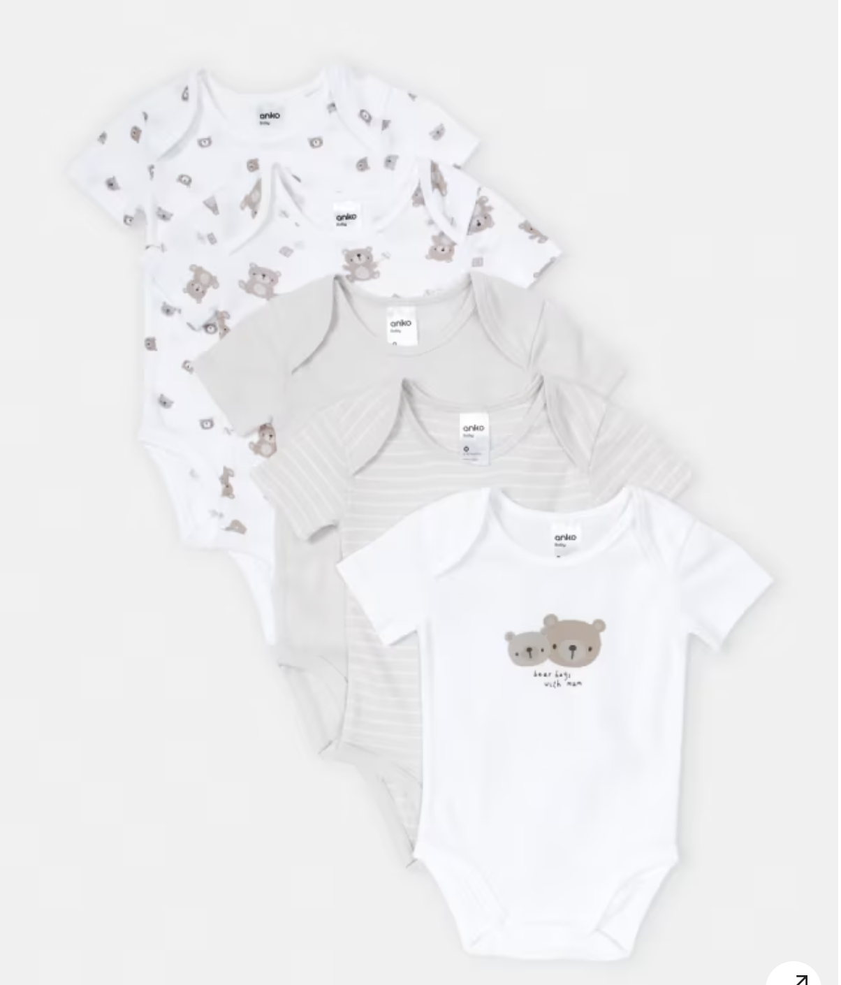 5 Pack Short Sleeve Bodysuits - Kmart